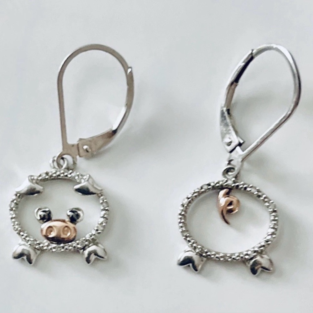 Sterling Silver and Rose Gold Pig Earrings